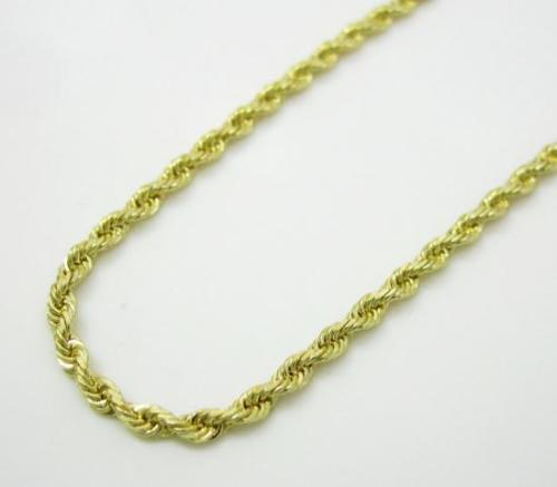 14K Yellow Gold Diamond Cut Rope Chain Real Solid 16 to 26 (2.5mm-5mm)