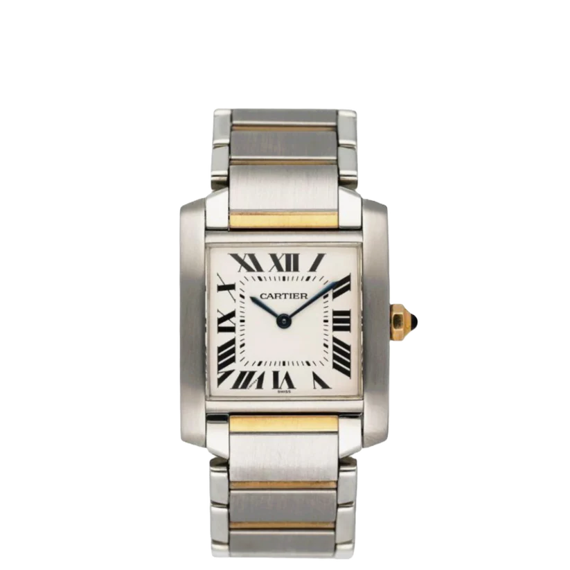 Cartier Tank Francaise 28mm White Dial Rose Gold & Stainless Steel Watch 2301