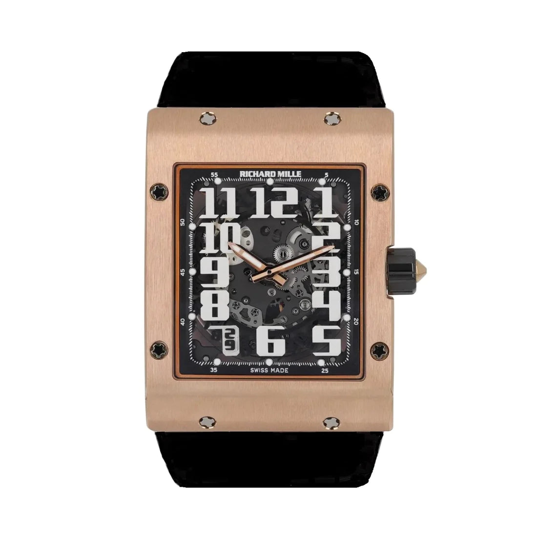 Richard Mille 49mm Automatic Extra Flat 18k Rose Gold Skeleton Dial Watch RM016