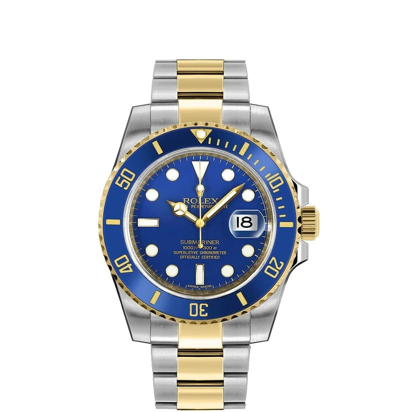 Rolex Submariner Date 40mm 2-Tone Yellow Gold Steel Blue Dial Watch 116613LB