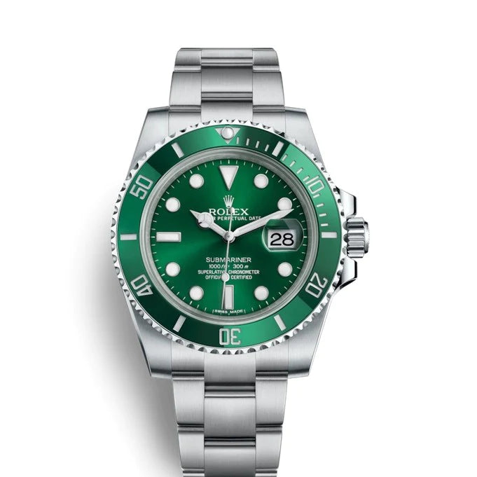 ROLEX 40mm Stainless Steel Submariner Green Ceramic Bezel - Hulk - Mod –  Sant Blanc