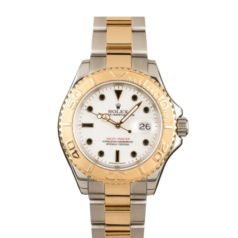 Rolex Yacht-Master 40mm 2 Tone 18k Yellow Gold Steel White Dial Watch 16623