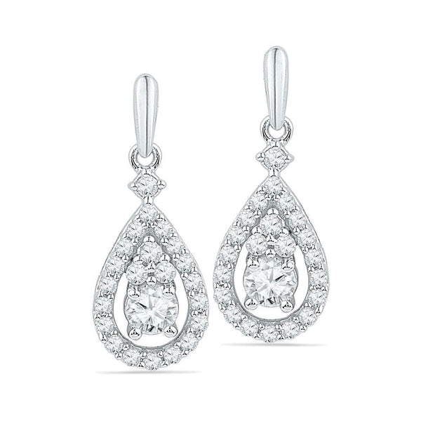 Solitaire Teardrop Dangle Earrings