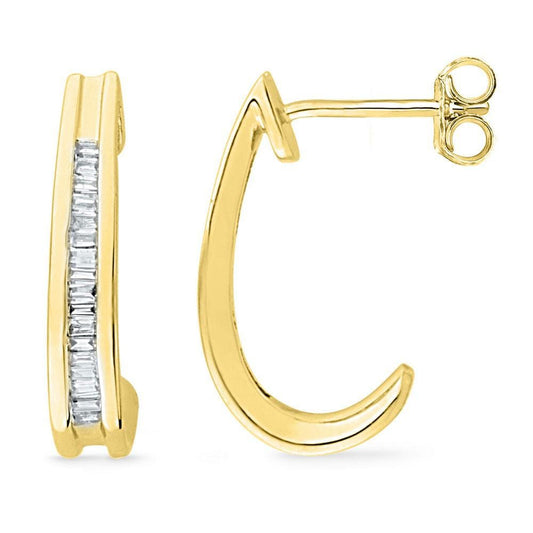 Diamond J Hoop Earrings