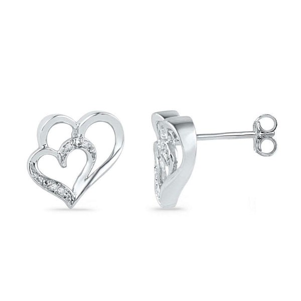 White Gold Diamond Heart Earrings