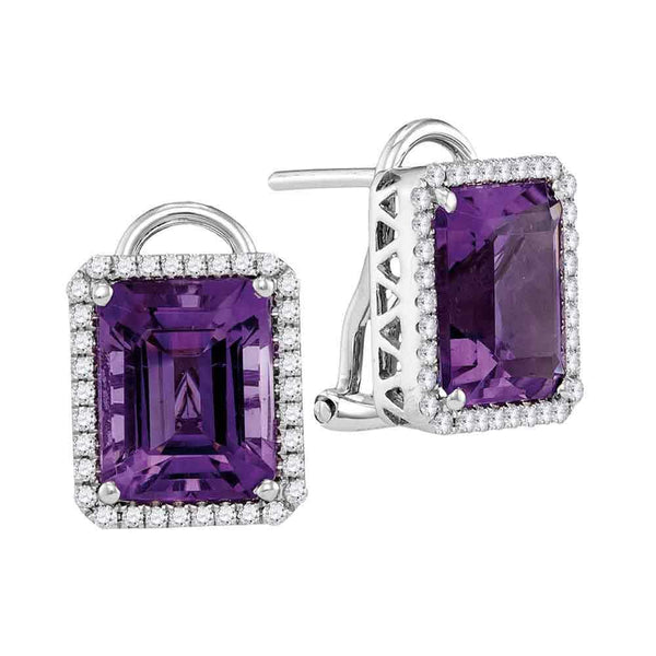 emerald amethyst stud diamond accent earrings