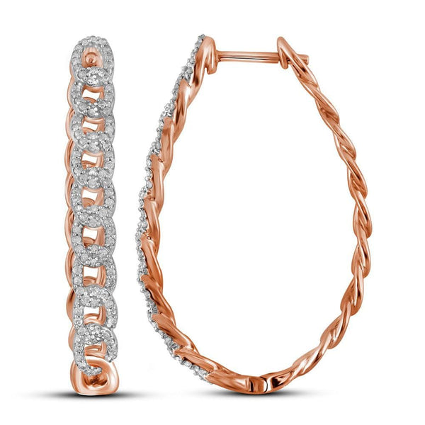 oval diamond hoop earrings