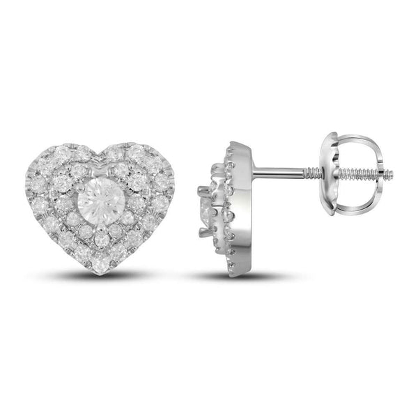 Diamond Heart Stud Earrings