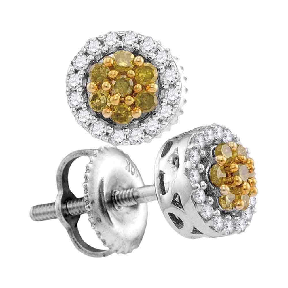 White Gold Diamond Cluster Earrings