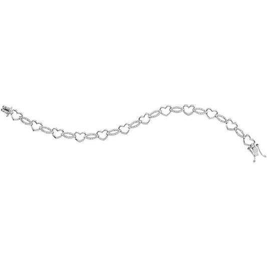 sterling silver diamond heart bracelet