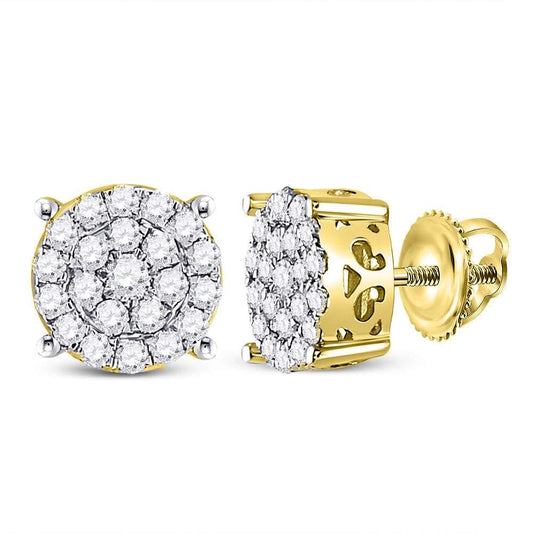 10kt Yellow Gold Womens Round Diamond Cindy's Dream Cluster Earrings 1/2 Cttw