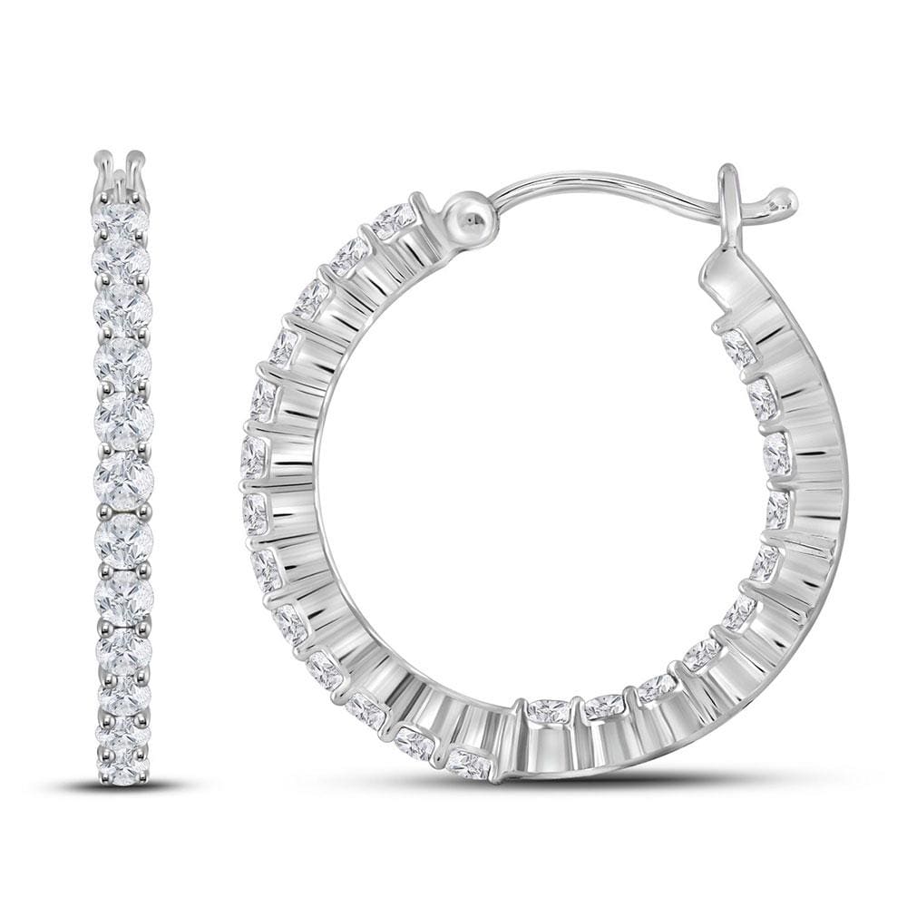 white gold hoop diamond earrings