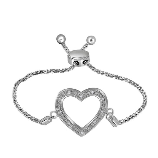 sterling silver diamond bolo bracelet