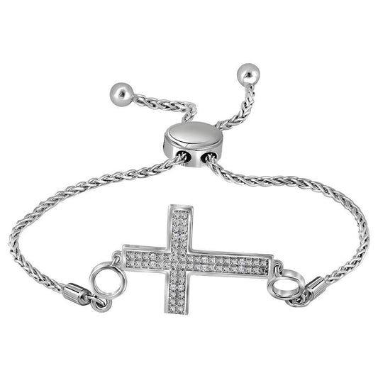 sterling silver diamond bolo bracelet