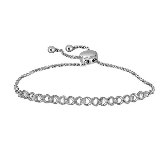 sterling silver diamond bolo bracelet