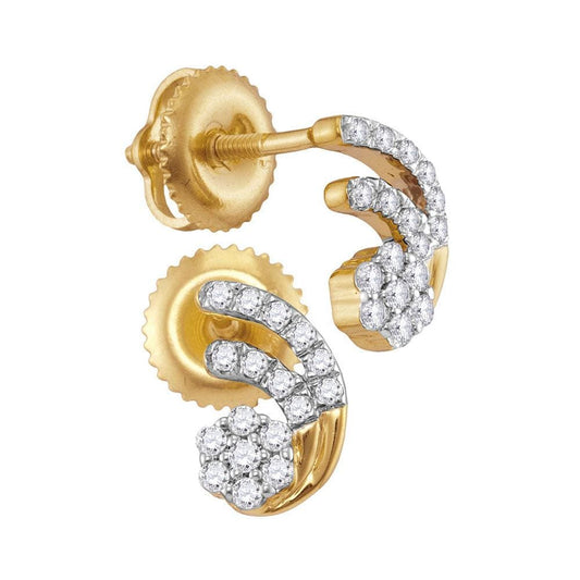 10kt Yellow Gold Womens Round Diamond Cluster Earrings 1/5 Cttw