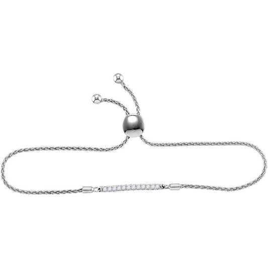 Sterling Silver diamond bolo bracelet