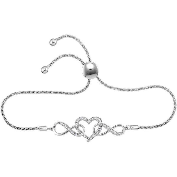 sterling silver diamond heart bracelet