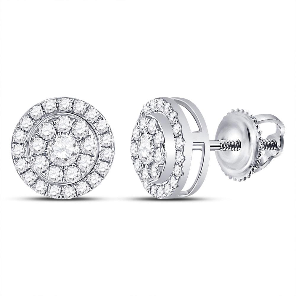 18K White Gold Round Diamond Stud Earrings (4 ct. tw.)