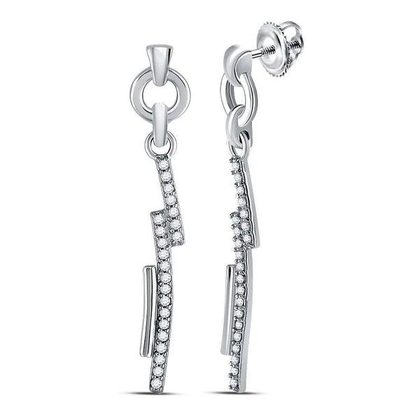 14kt White Gold Womens Round Diamond Drop Dangle Stick Earrings 1/4 Cttw