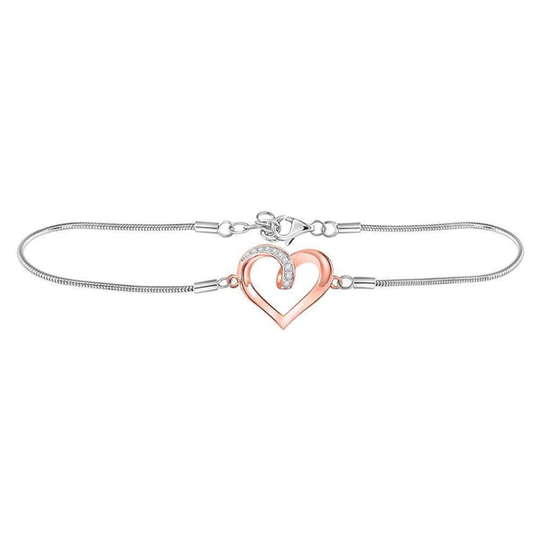 sterling silver diamond heart bracelet