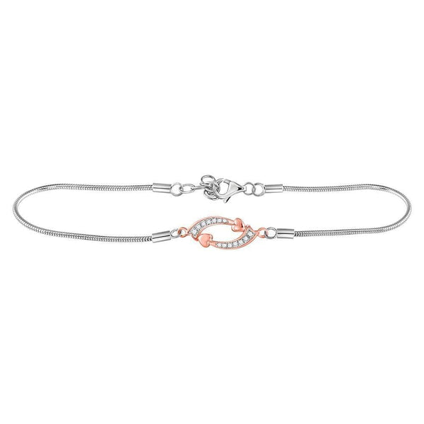 sterling silver diamond heart bracelet