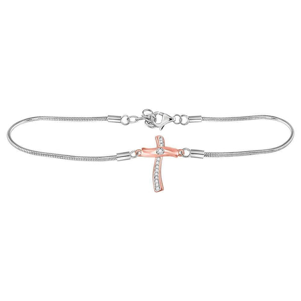 sterling silver diamond cross bracelet