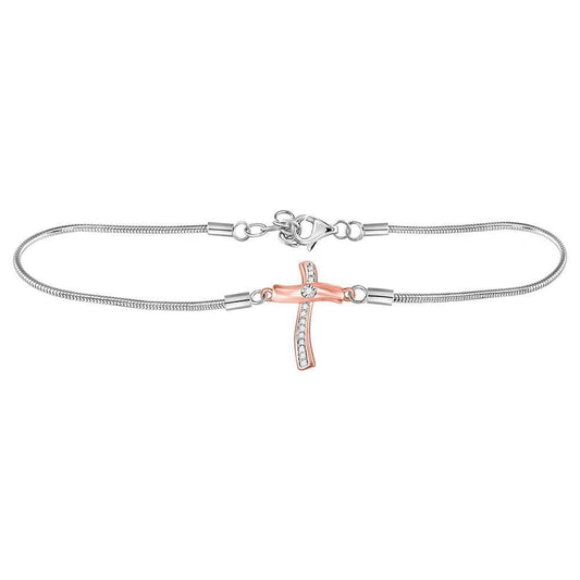 sterling silver diamond cross bracelet