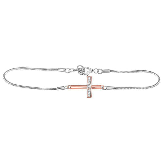 sterling silver diamond cross bracelet