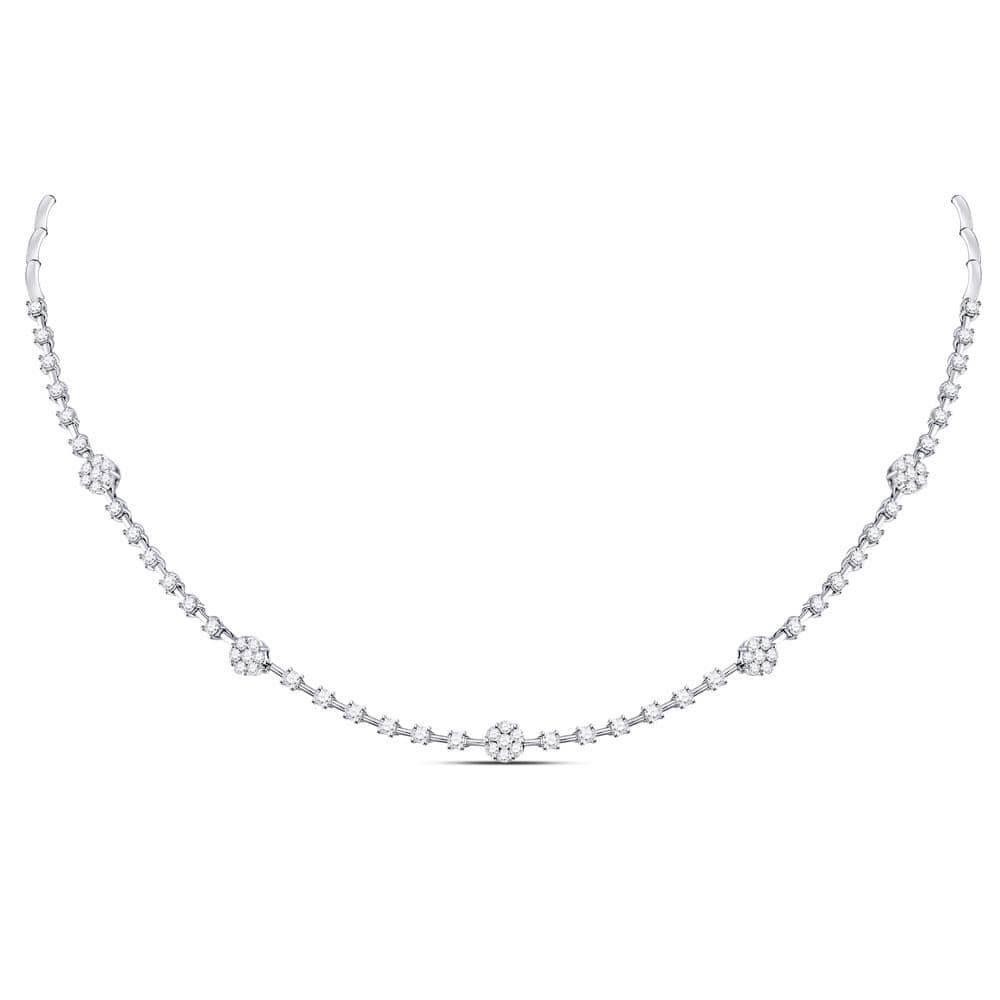 (22in) offers CZ Cluster Necklace - 14K White Gold Plated