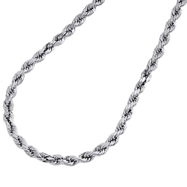 white gold diamond cut rope chain