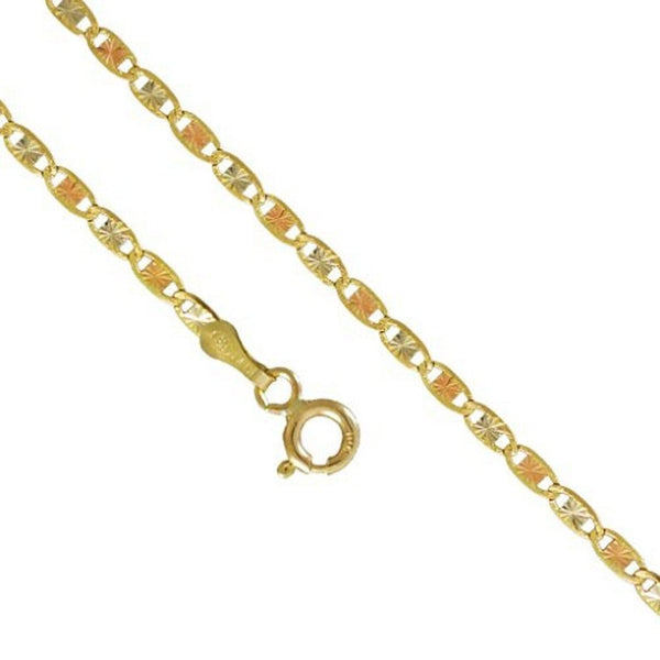 10K Yellow White Rose Gold 1.5MM Valentino Tri Color Necklace 16 to 24 Inches - Jawa Jewelers