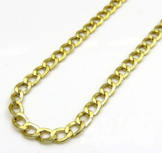 3MM 10K Yellow Gold Cuban Link Chain Necklace, Chain, Jawa Jewelers, Jawa Jewelers