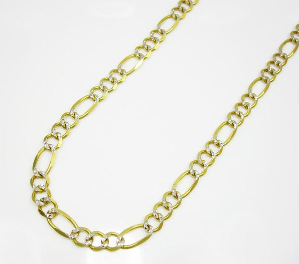 4.5MM 14K Yellow Gold Pave Figaro Link Chain, Chain, Jawa Jewelers, Jawa Jewelers