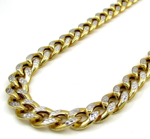 8MM 10K Yellow Gold Pave Cuban Chain Necklace, Chain, Jawa Jewelers, Jawa Jewelers