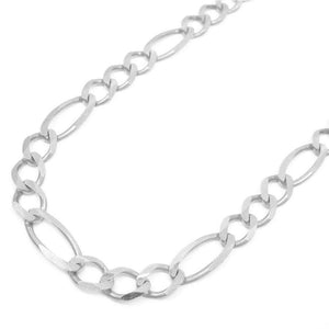 5MM 10K White Gold Figaro Link Chain, Chain, Jawa Jewelers, Jawa Jewelers