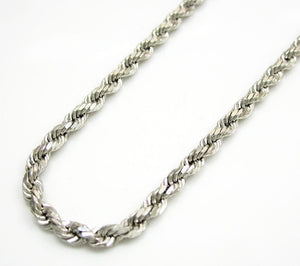 white gold diamond cut rope chain