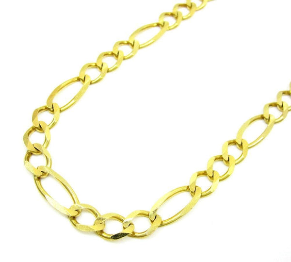 6.5MM 10K Gold Hollow Figaro Link Chain, Chain, Jawa Jewelers, Jawa Jewelers