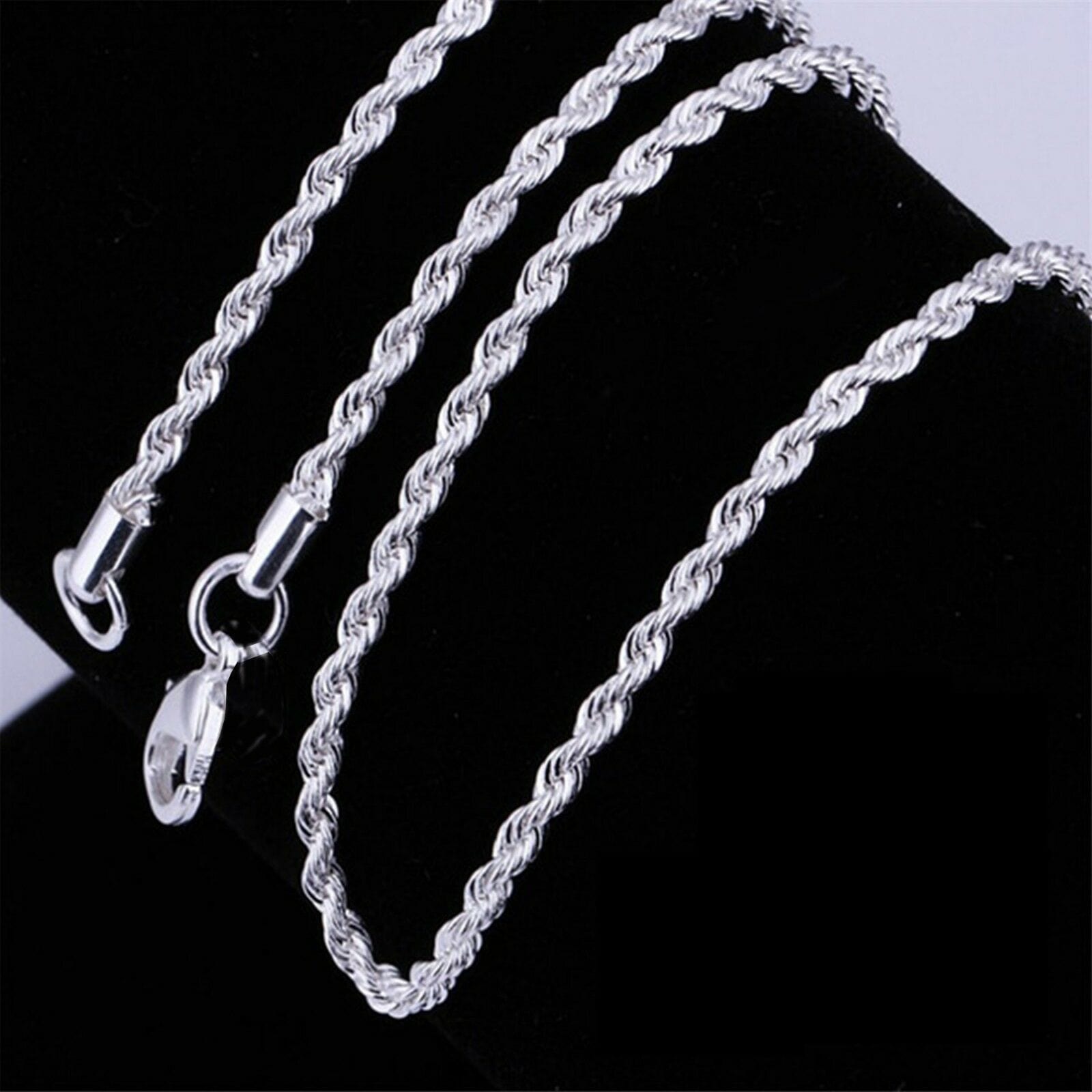 Sterling Silver Rope Chain Necklace For Men, 20 to 30 inches 3 mm wide –  North Arrow Shop