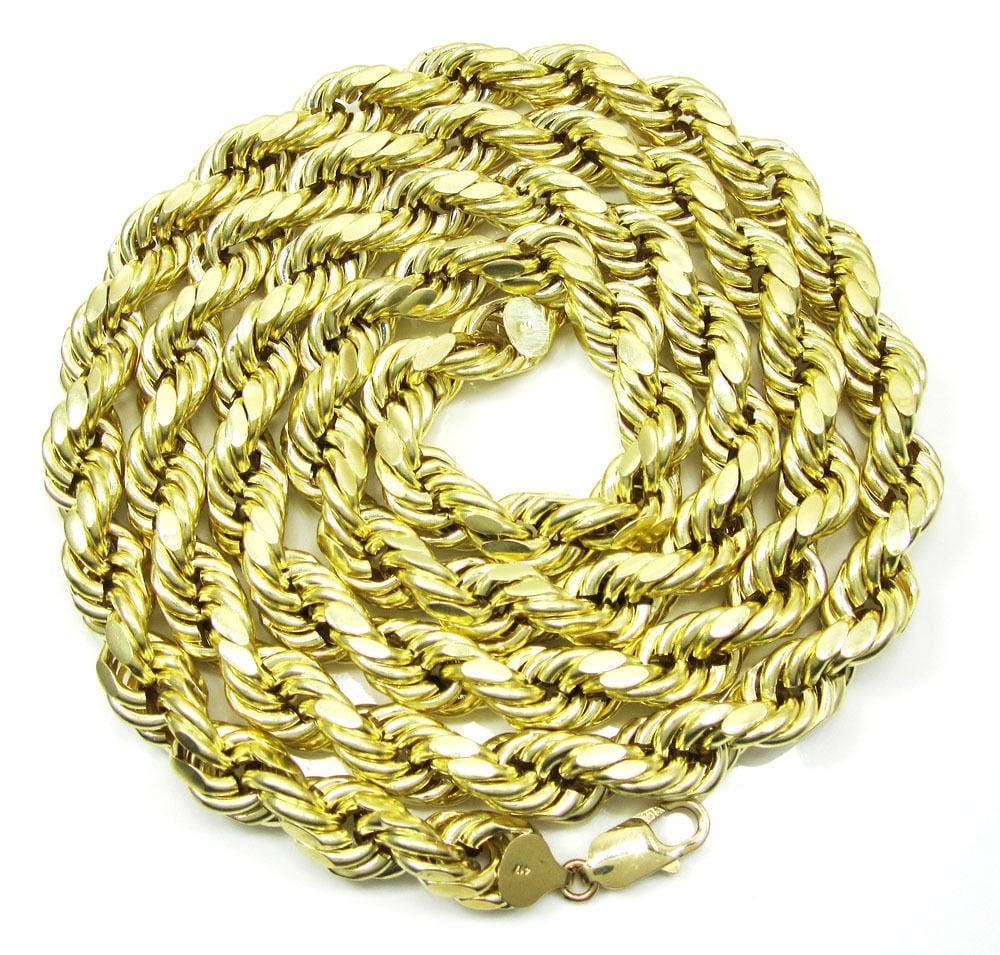 10K Yellow Gold 3MM Solid Rope Chain Diamond Cut Necklace - Jawa