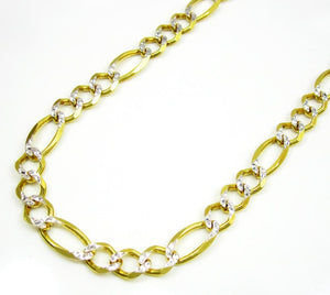 5MM 10K  Gold Hollow Pave Figaro Link Chain, Chain, Jawa Jewelers, Jawa Jewelers