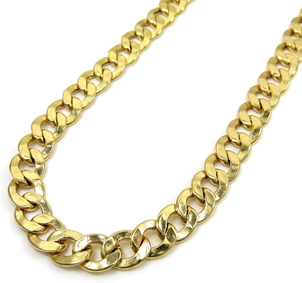 Solid Miami Cuban Link Chain Necklace 14K Yellow Gold 24 Inches