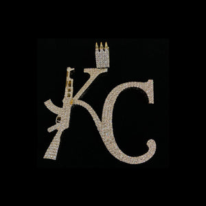 10K Yellow Gold KC AK47 Diamond Gun Pendant