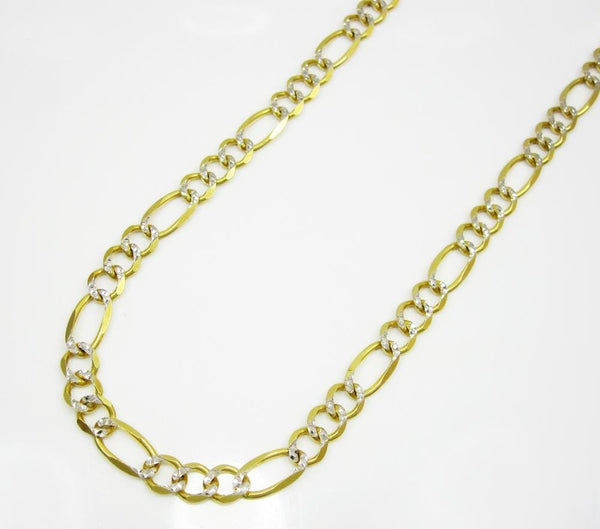 4.5MM 10K Yellow Gold Pave Figaro Link Chain, Chain, Jawa Jewelers, Jawa Jewelers