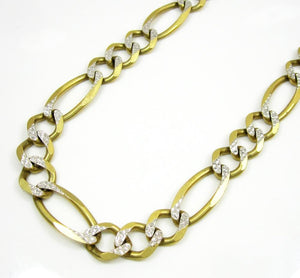 9.5MM 10K Yellow Gold Pave Figaro Link Chain, Chain, Jawa Jewelers, Jawa Jewelers