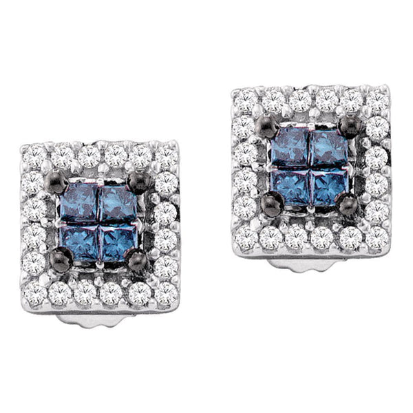 princess cut diamond cluster earrings