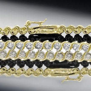 14K Yellow Gold Finish 1/2 CTW Diamond S-Link Love Tennis Bracelet 7.5