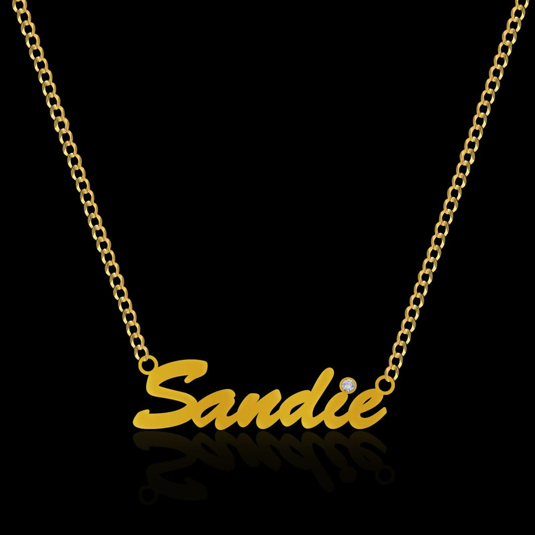 Name Plate Pendant Necklace Gold 10K & 14K - Jawa Jewelers