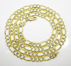 4.5MM 10K Yellow Gold Pave Figaro Link Chain, Chain, Jawa Jewelers, Jawa Jewelers