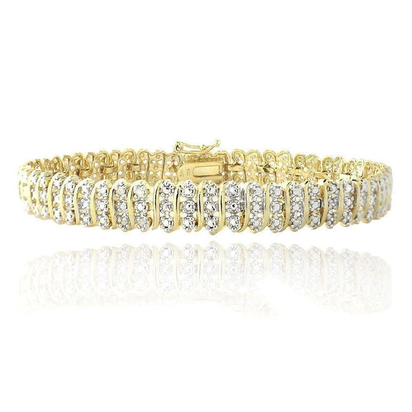 gold plated diamond tennis bracelet